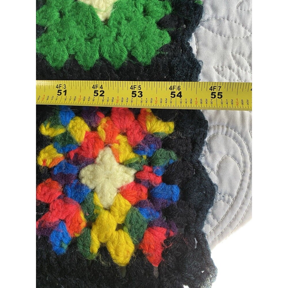 Granny Square Colorful Crochet Afghan Blanket Throw 42x55 Cottagecore Decor - Picture 4 of 4